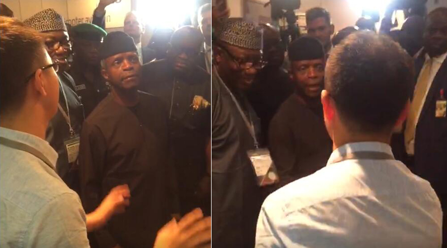 尼日利亚代总统奥新巴乔与冰球突破股份参展人员